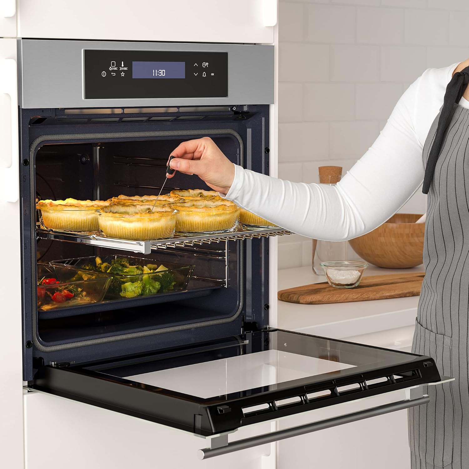 KULINARISK forced air oven w pyrolytic funct, 700 stainless steel