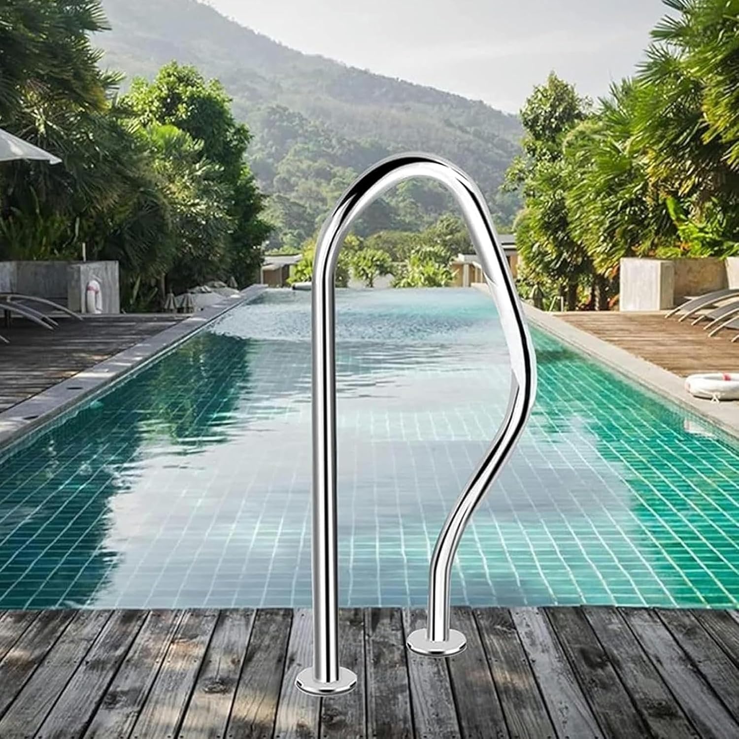 Pool Hand Rail Pool Rail Pool Railing Pool handrail Swimming Pool Safety HandrailsSwimming Pool Hand Rail for In ground Swimming Pools, Silver Rustproof