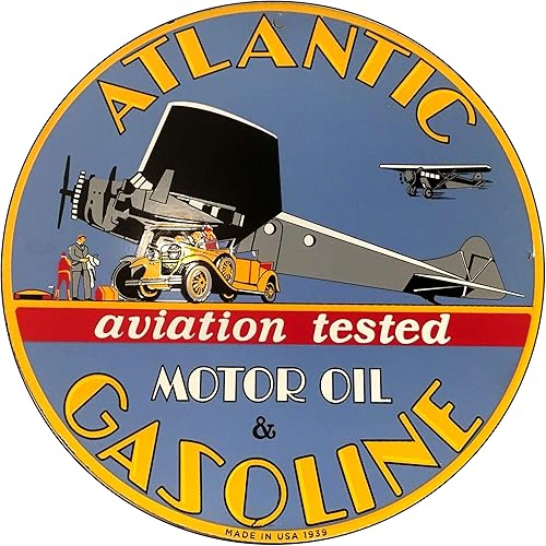 Miniatura 22 de Sinclair Avaiation Sinclair Motor Oil Emblem Seal Vintage Gas Signs Reproducción Car Company Letreros de metal de estilo vintage Letrero redondo de