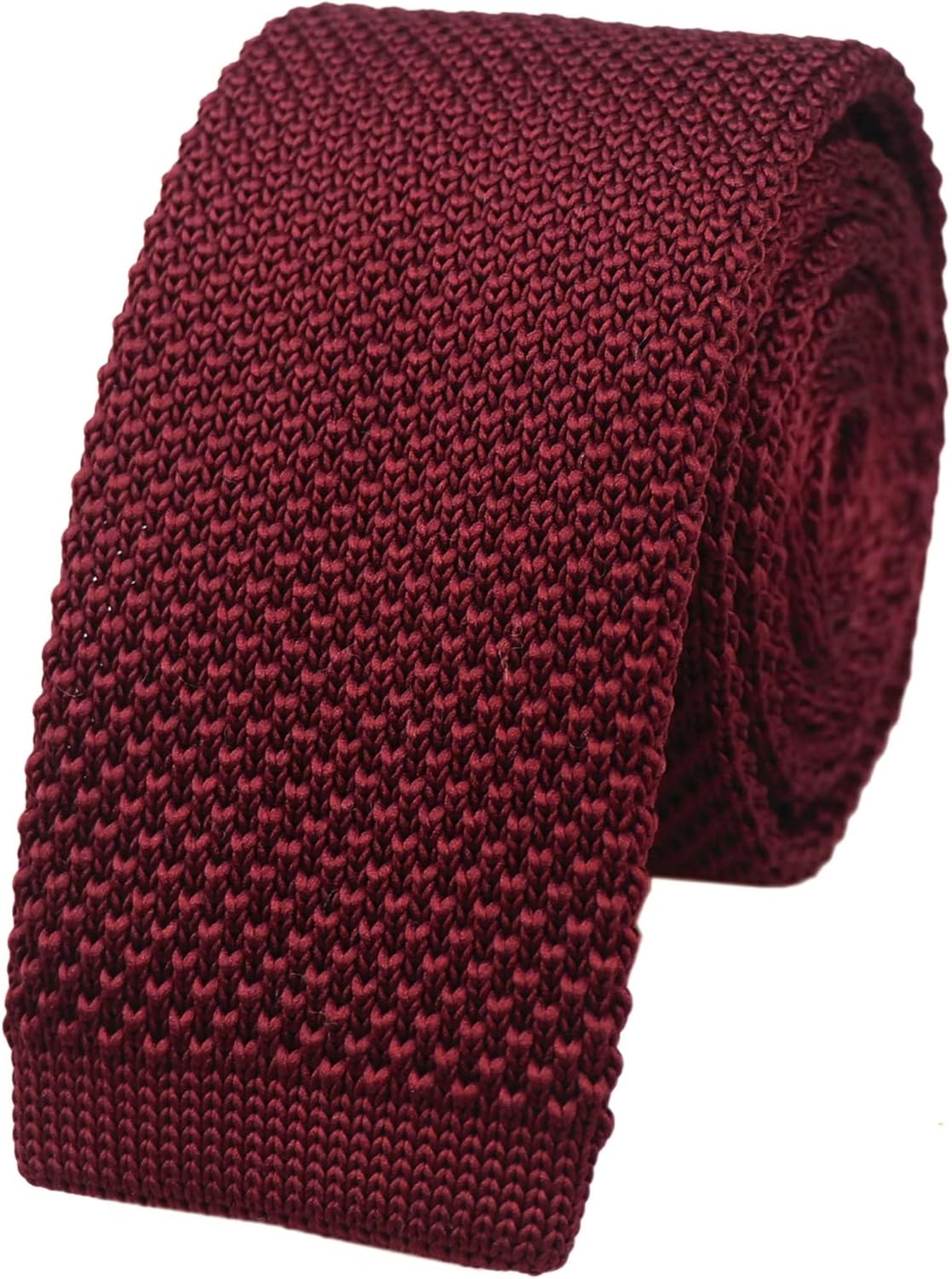 Vizakiss Men's Solid Color Skinny Knit Tie Smart Formal Cotton Necktie Flat Bottom