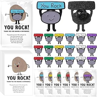 Zeyune You Rock Enamel Pins Appreciation Gifts Bulk | You Rock Mini Figures Thank You Gifts for Coworkers Office Staff Team Teacher Housekeeping EVS DSP Week Employee of The Month