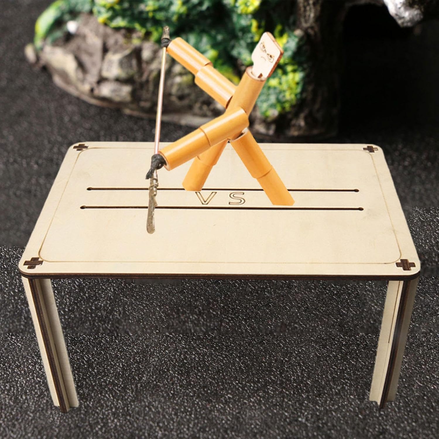 Wooden Battle Game Puppets Bamboo Man Bots Game Finger Puppet Toy Pull Doll DIY Crafting Supplies Wooden Fencing Puppets Suitable for Parent, Table L image 5
