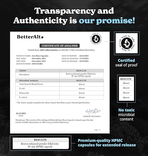 Miniatura 8 de Musgo marino Iris de 3000 mg, aceite de semilla negra, 1000 mg de Ashwagandha, 1000 mg de raíz de Burdrock, 1000 mg de vejiga con pimienta negra y