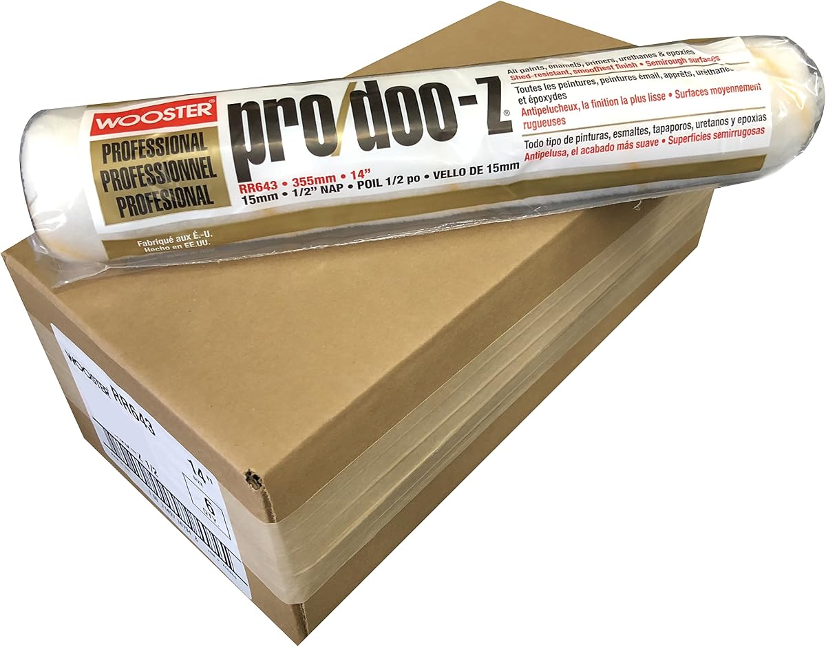 Wooster Brush RR643 14 inch Pro/Doo-Z 1/2 inch Nap Roller Cover - Pack of 6