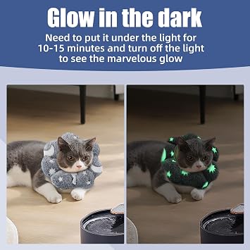 MABOZOO Adjustable Cat Cone Collar Glow in The Dark, Pet Recovery Elizabethan Collar for Kittens Cats After Surgery, Pet E Neck Cone After Surgery for Small Animal Stop Licking (M)