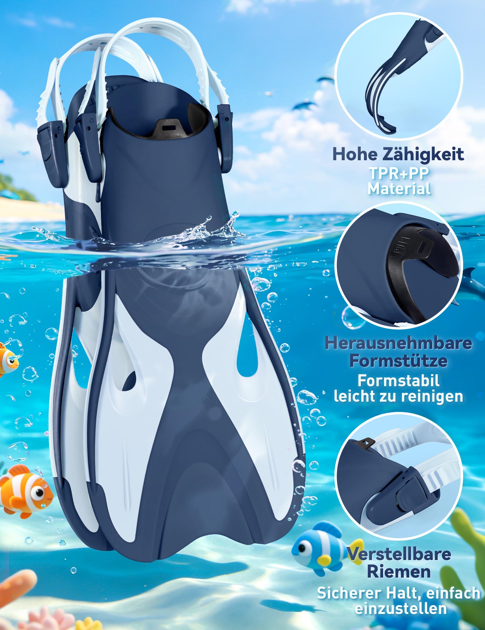 Supertrip Set per Snorkeling per Bambini con Pinne, Maschera Subacquea Panoramica a 180°, Pinne Regolabili e Boccaglio Dry Premium，Set da Snorkeling 4 in 1 per Bambini dai 6 ai 14 Anni