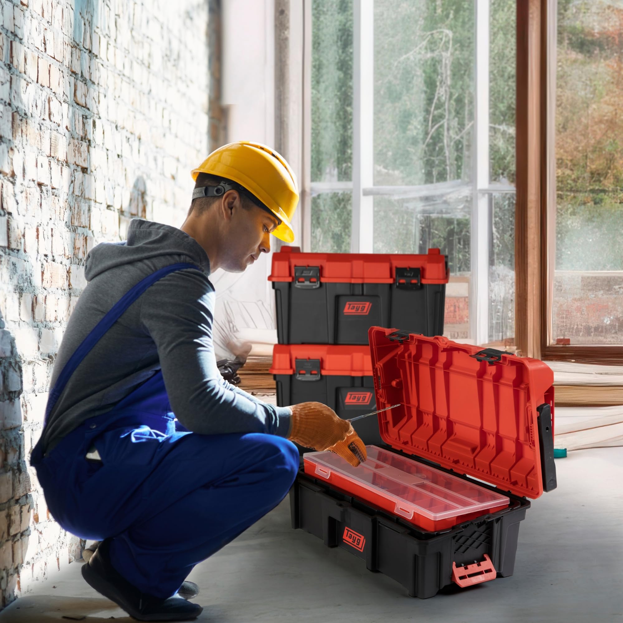 Tayg Caja Herramientas con Ruedas - Taller Modular, Carro Herramientas, Organizador Herramientas, Sistema Modular Apilable, Carro Herramientas Vacio, Cierres Metalicos, Asa de Seguridad, 500x390x770mm