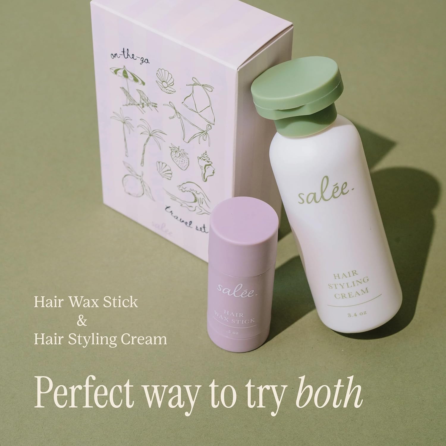 SALEE. - Hair Styling Cream & Wax Stick Duo Travel Size For Women & Kids | Anti-Frizz Leave-In Smoothing Cream & Wax Flyway Tamer Wand for All Hair Types