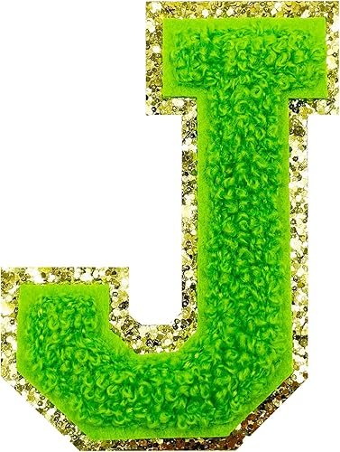 Miniatura 85 de Jongdari Letras termo-adhesivas de felpilla para ropa, parches de letras del alfabeto con brillantina para coser, con adhesivo planchado, 4