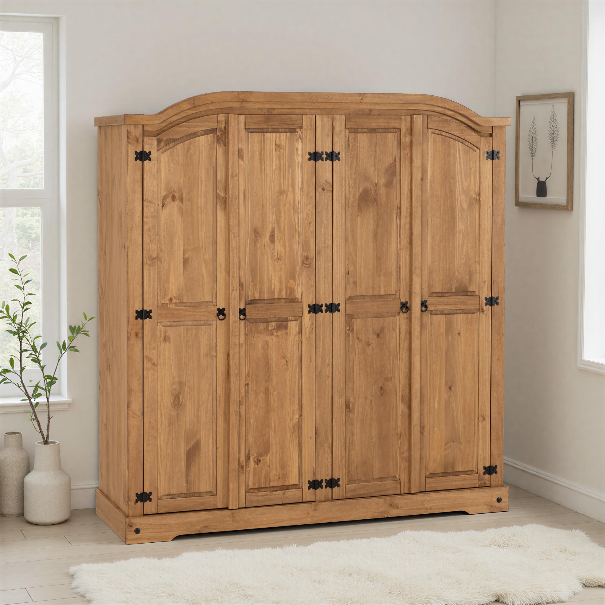 Seconique 4 Door Wardrobe - Distressed Waxed Pine