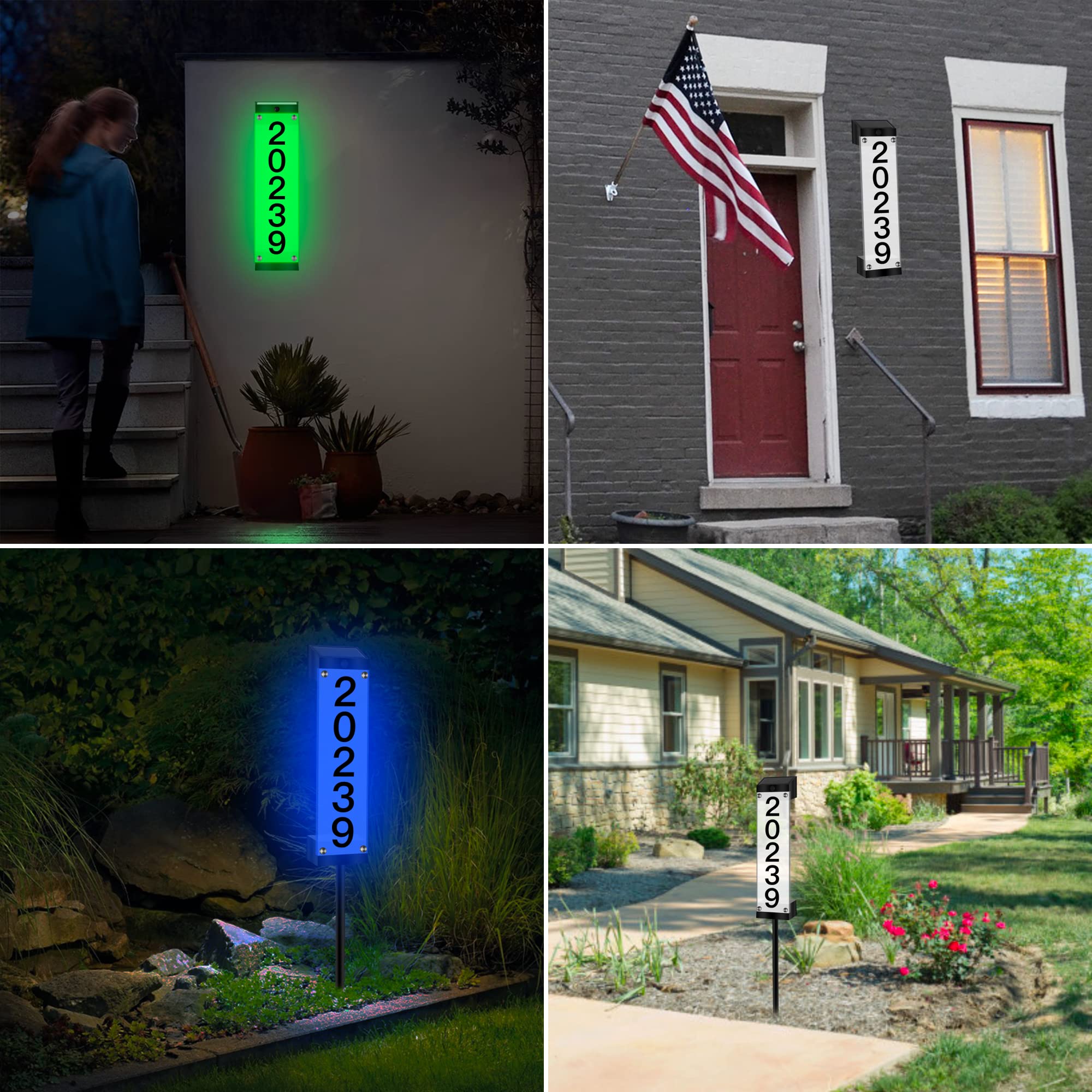 Solar-Hausnummern für draußen, solarbetriebene Adressschilder für Hof mit Heringen, wasserdicht, beleuchtetes Hausnummernschild, solarbetriebene LED-Adressschild, Solar-Hausnummern für