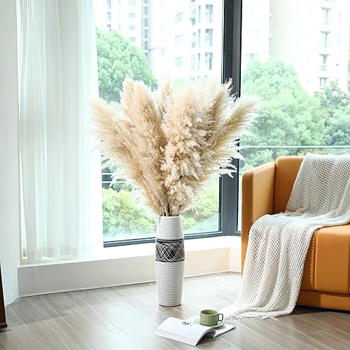 Miniatura 3 de 10 tallos de 46 pulgadas de alto, decoración de hierba de las pampas - Hierba seca grande y esponjosa para jarrón de suelo, boda rústica, baby