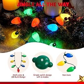 JOYIN 6 Packs Christmas LED Light Up Bulb Necklaces 9 Bulbs LED Necklace Holiday Xmas Costume Accessories for Christmas Party Favor Party Supply