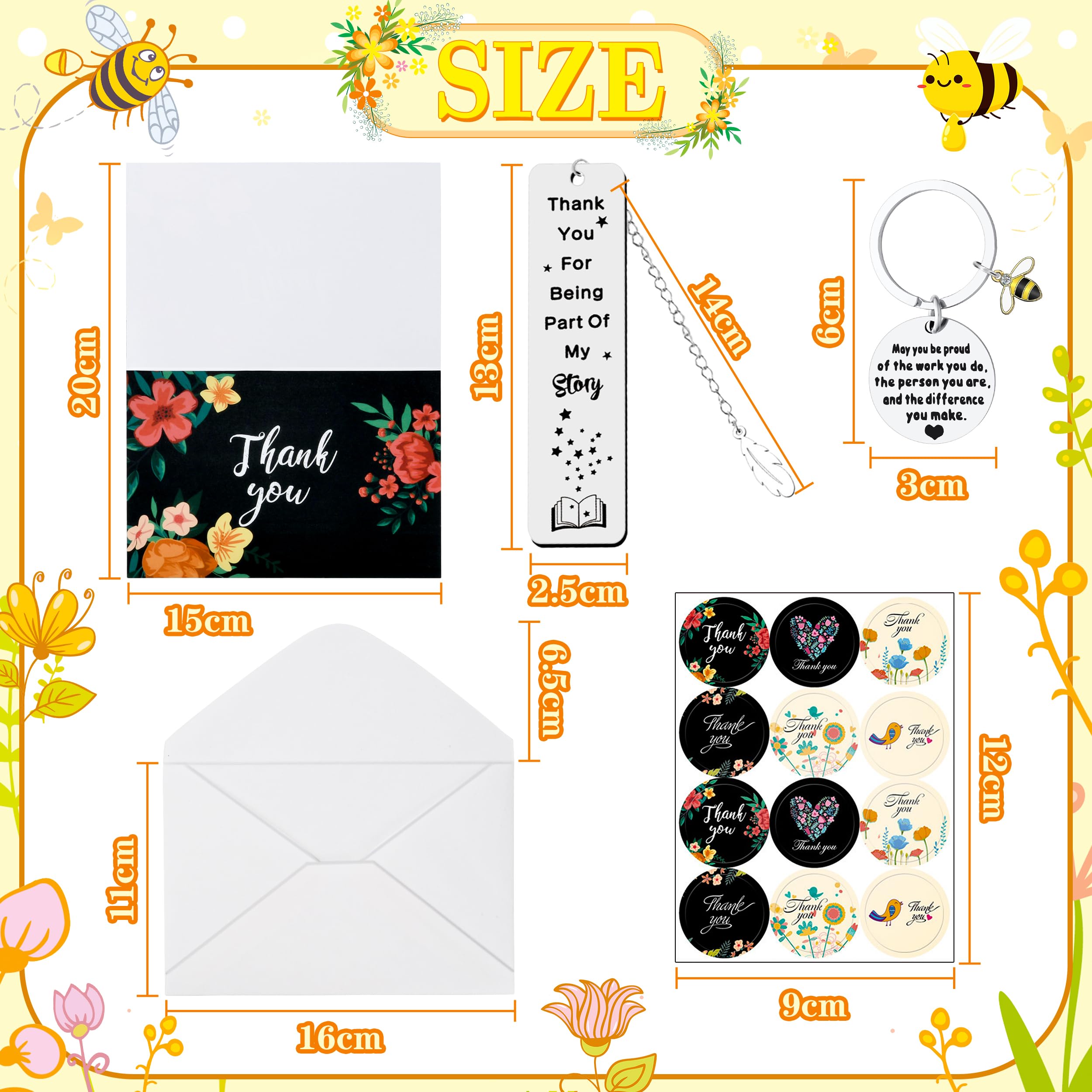 Abitoncc Thank You Teacher Gifts Cards and Keyrings, Bookmarks with Envelopes for Nursery Parents Wedding - Image 3