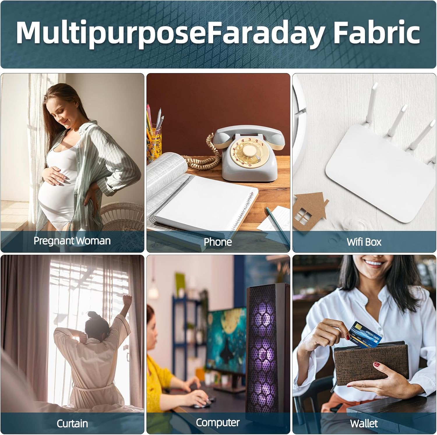 Faraday Fabric Military Grade Fabric 98×43 inch Nickel Copper Faraday Cloth for WiFi, GPS, Bluetooth, RFID, EMP Protection