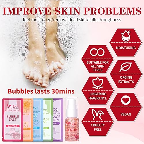 Miniatura 219 de Kit de pedicura para pies remojados: sal de burbujas, exfoliante de azúcar, máscara de masaje, loción de masaje en una caja, kit de spa de 4 pasos