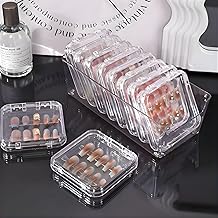 Hian Transparent Organizer Boxes Set of 12 – 11 Small (7.5×7.5×1.5 cm) & 1 Large (20×9.5×6 cm), Clear PET Storage Containers for Thin, 2D Items & Nail Arts
