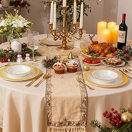 I00000 100 Disposable Gold Plastic Bowls, 12 oz Disposable Bowls, Lace Christmas Thanksgiving Trim, Premium Heavy Duty Plastic Bowl for Party