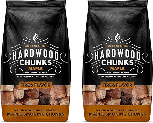 Miniatura 9 de Fire & Flavor Paquete de trozos de madera natural prémium para fumadores, trozos de madera para fumar, trozos de madera para ahumar, accesorios