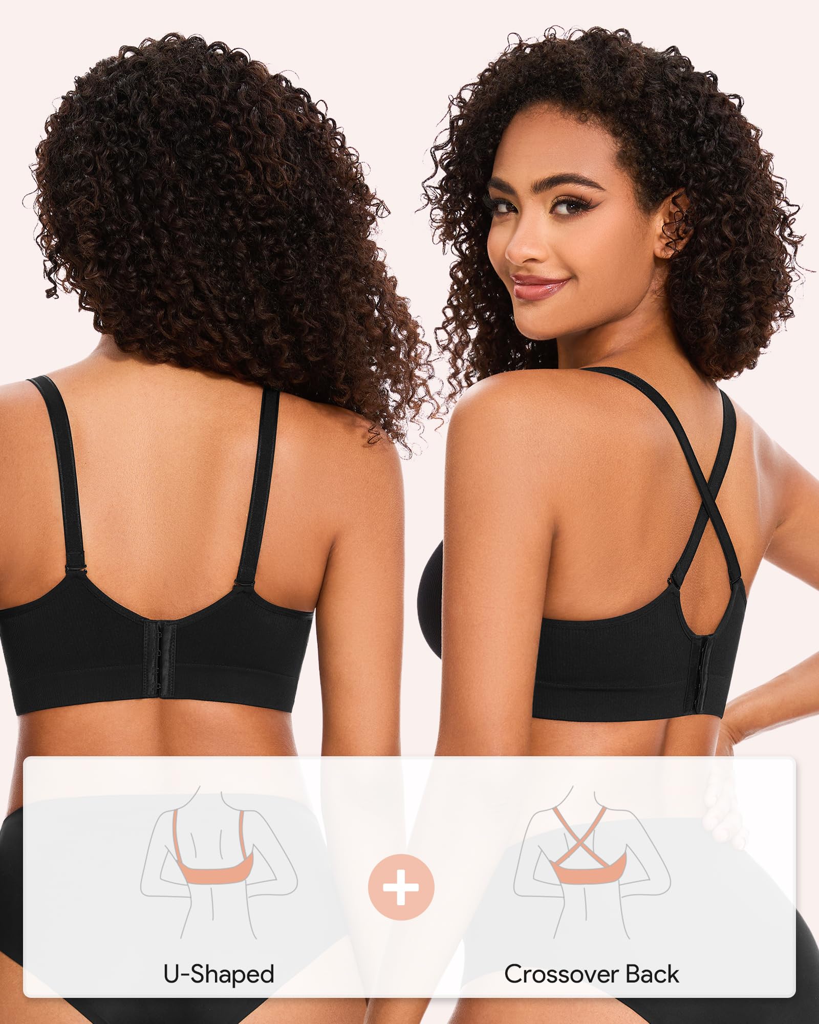 HBselect Sujetador sin Aros Mujer con Relleno Cómodo Minimizer Bralette Sujetador Push Up Mujer sin Costuras con Extra Extensor
