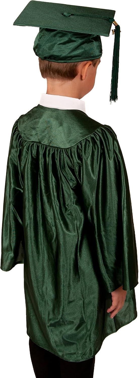 Elementary school Graduation Gown and Cap - Shiny (Forest Green, 4'3" - 4'5" (131cm - 138cm))