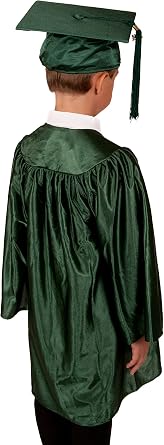 Elementary school Graduation Gown and Cap - Shiny (Forest Green, 4'3 - 4'5 (131cm - 138cm))