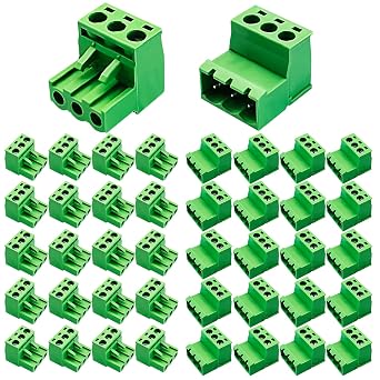 20pairs 3 Pin 5.08mm Pitch PCB Mount Screw,20Pcs 3Pin Phoenix Type Connector PCB Mount Screw Terminal Block Connector with 20Pcs 3 Pin Plug