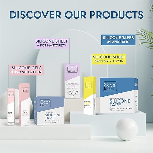 Miniatura 6 de Scarbandit - Hojas de silicona para cicatrices de mama para curación poscirugía y cinta de cicatrices de senos - Reutilizable, transparente y