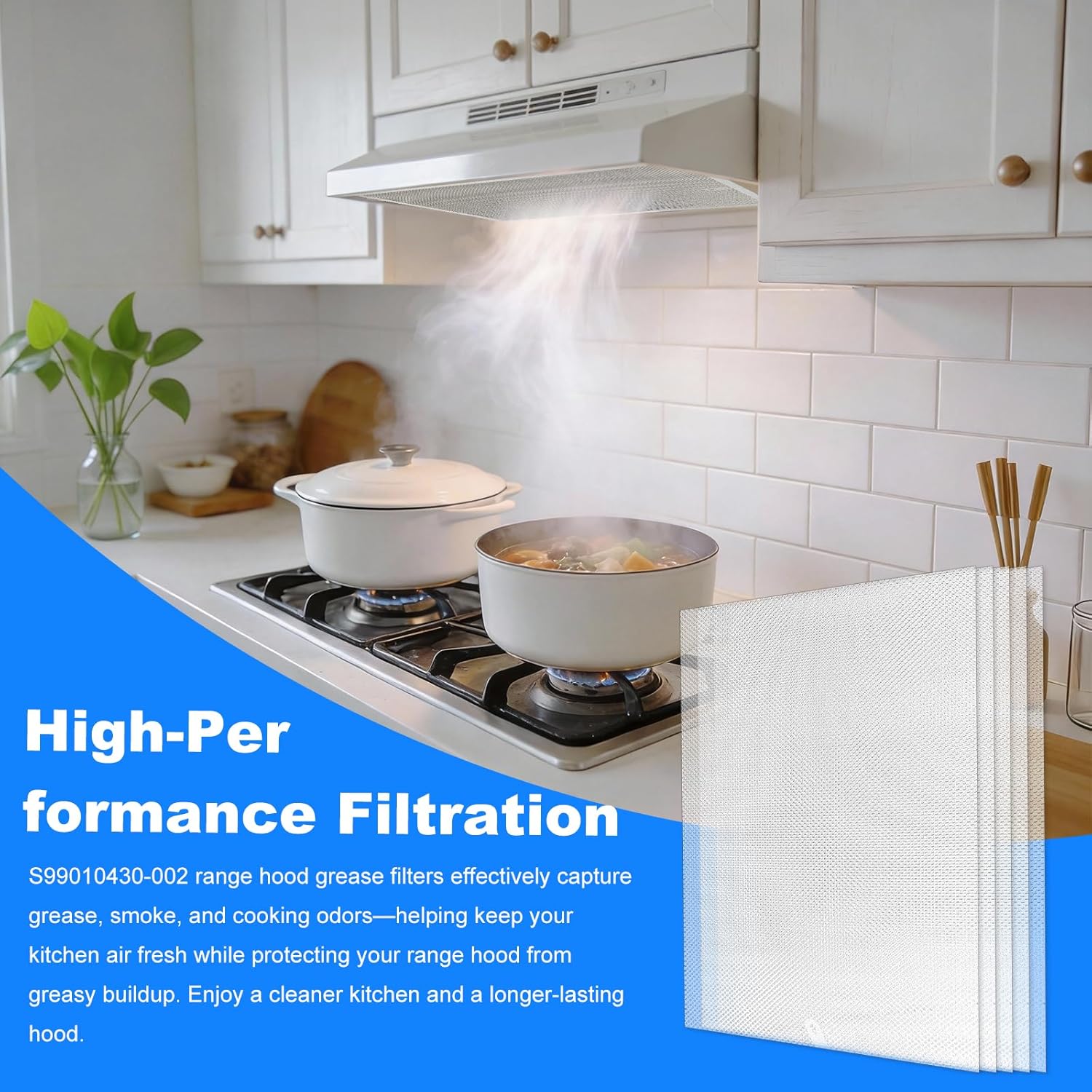 S99010430-002 Range Hood Filter Replacement, Fits Broan Nutone, 13-7/8" x 15-3/4" x 3/8", Upgrade 5-layer Aluminum Grease Filter,Easy Install&Washable & Reusable by ENKTIK (2-Pack)