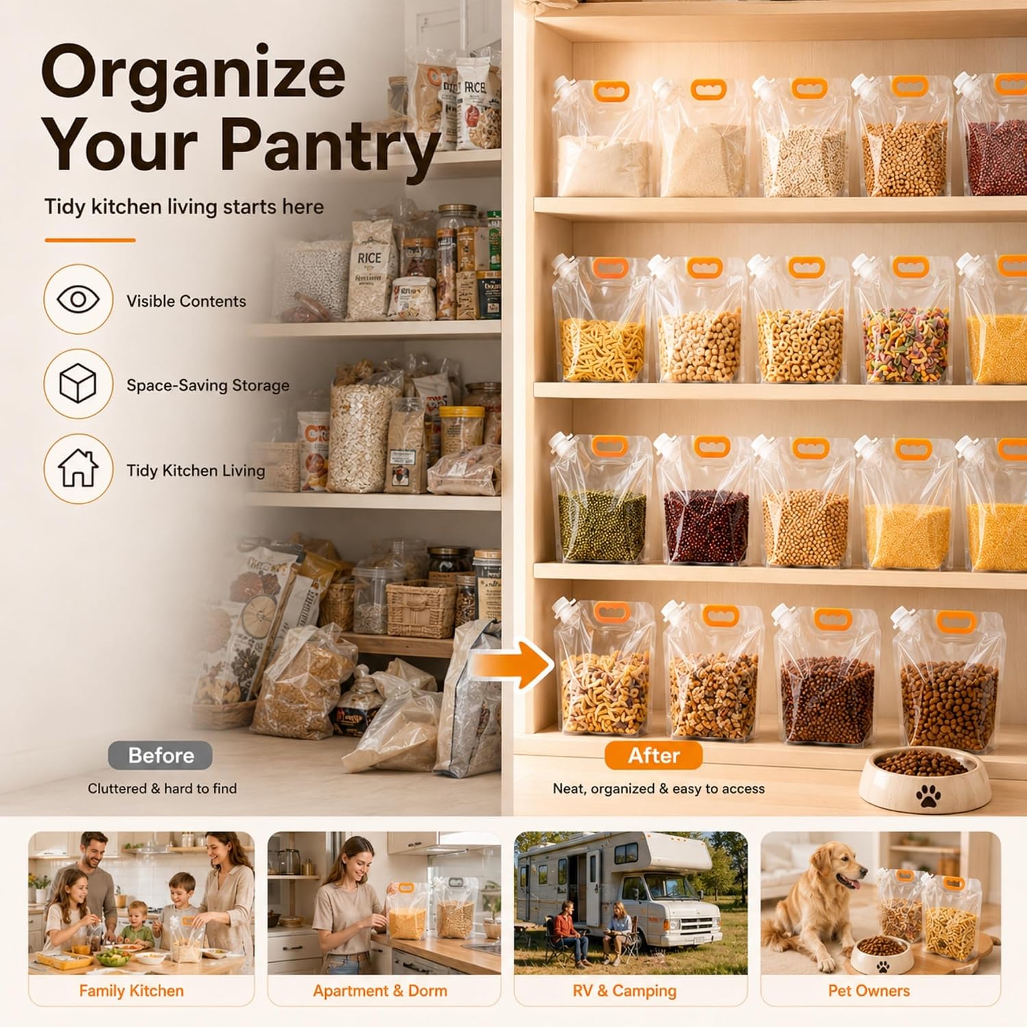Airtight Grain Storage Bags with Handle, Moisture-Proof Thickened Reusable Grain Storage Bags (10,Mix 6)