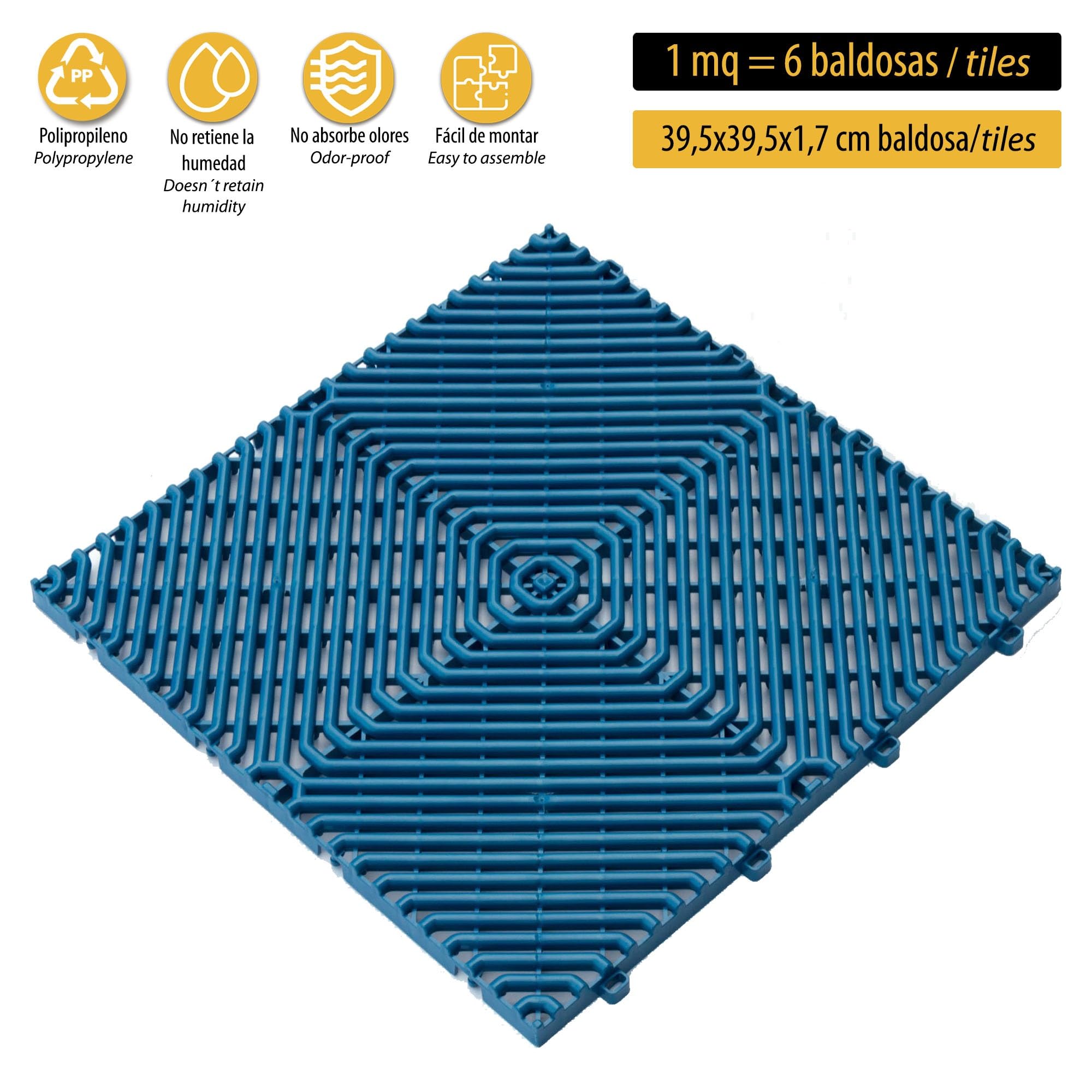 Pack de 6uds. de pavimento para Suelo Exterior colección ROMBO Azul - (1m²: 6,6 láminas/baldosas)