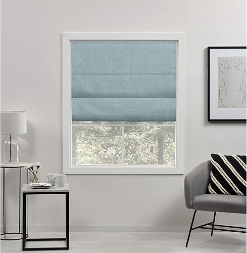 Miniatura 1 de Exclusive Home - Persiana Acadia total blackout estilo romana, 27x64, aguamarina