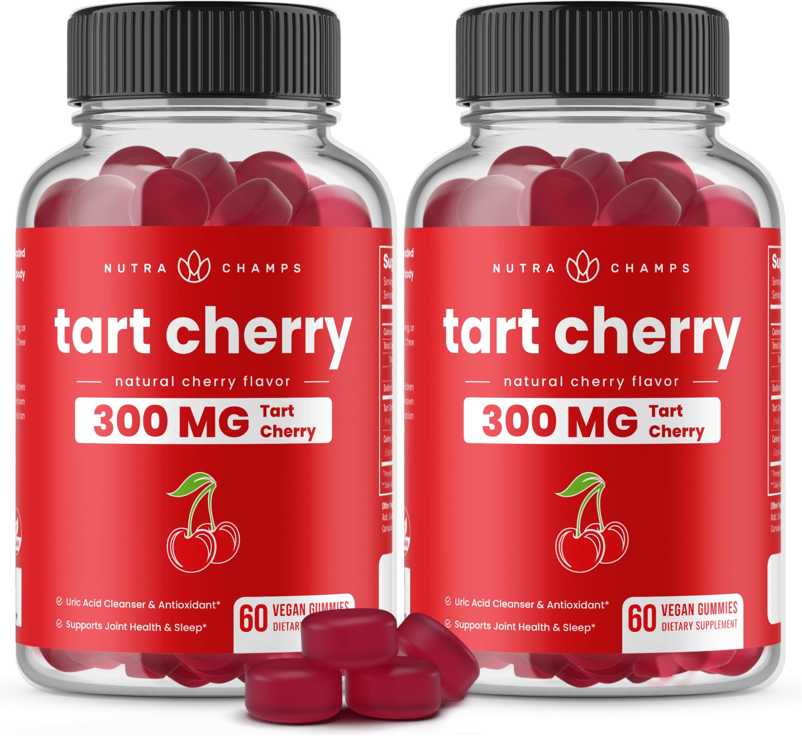 Tart Cherry Gummies with Celery Seed โ Potent 10:1 Tart Cherry Extract for Uric Acid Support, Joint Health, Muscle Recovery & Sleep โ Vegan Gummies โ 120 Count โ Third Party Lab Tested, Vegan, Non-GMO
