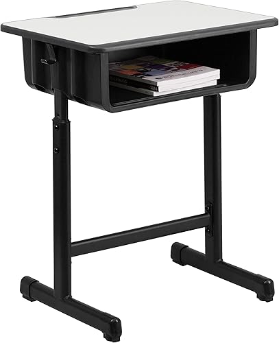Miniatura 10 de Flash Furniture Billie - Escritorio para estudiantes de frente abierto para aulas o aprendizaje remoto, escritorio escolar de altura ajustable con