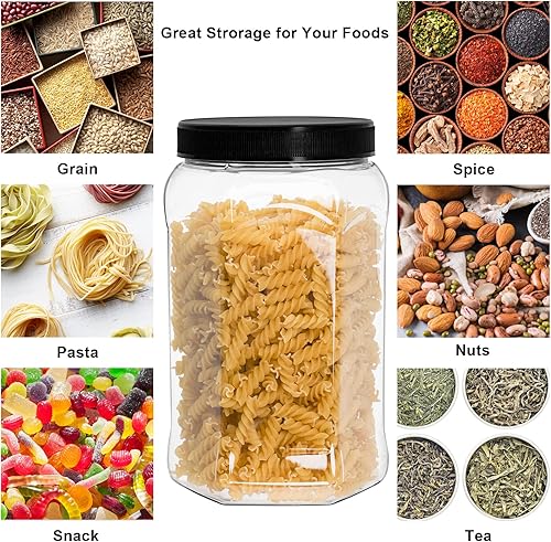 Miniatura 5 de Okllen Paquete de 4 tarros de plástico de medio galón de 70 onzas líquidas con tapas, recipientes vacíos de almacenamiento herméticos para tarros de