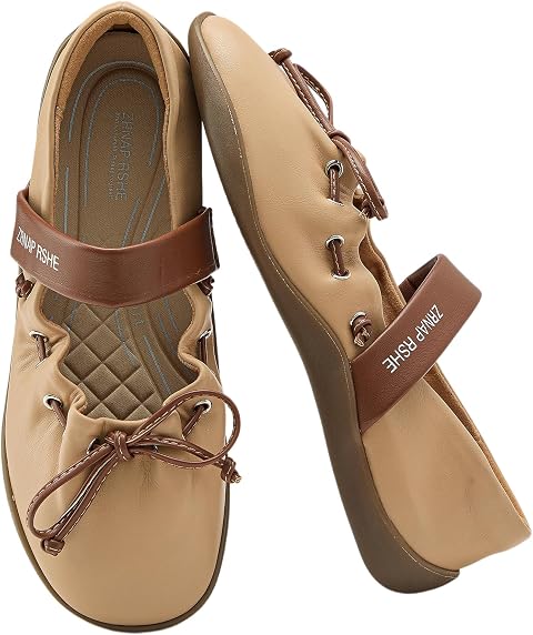 ZRNAP RSHE Womens Lace Up Ballet Flats