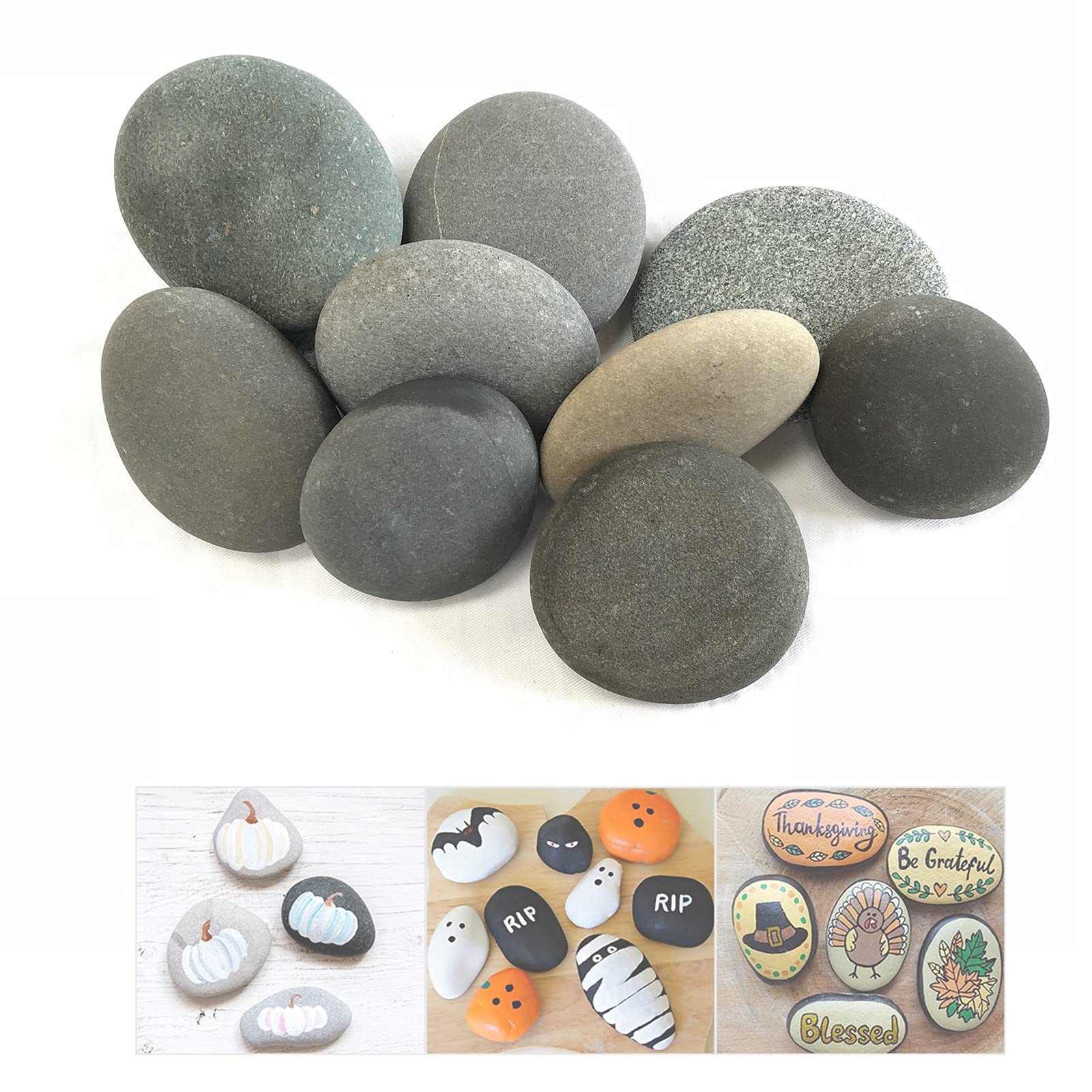 Pierres à Peindre Yuaaoh - 12 Galets Plats 5-8cm, Naturels, Pour Artisanat, Décoration Jardin/aquarium