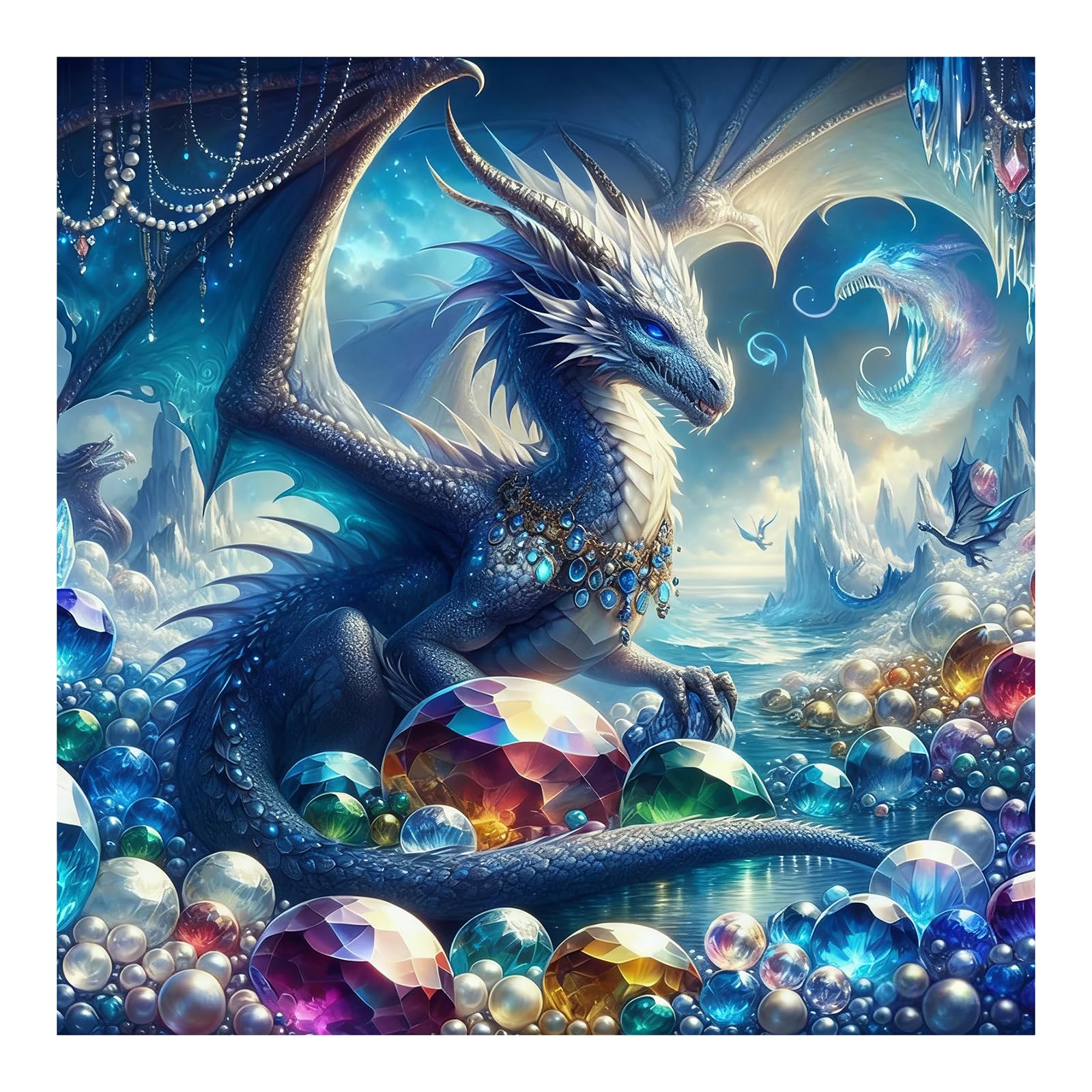 Domnpes Dragon Diamond Art Kits for Adults, 5D Diamond Painting Kits for Beginners, DIY Round Full Drill Bead Craft for Home Wall Decor Gift 11.8x11.8 inch