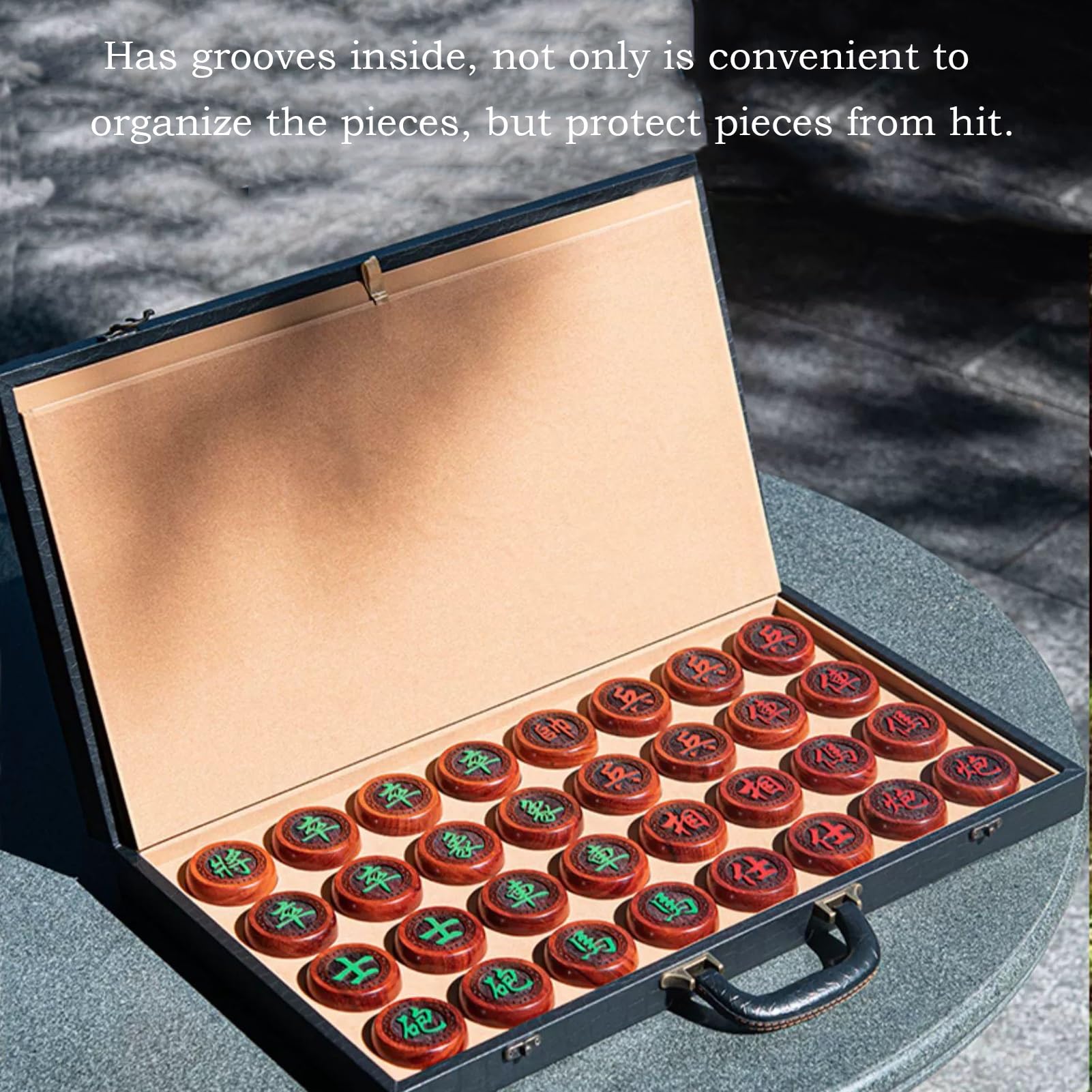 Set di Scacchi Cinesi in Palissandro per 2 Giocatori, Giochi da Tavolo strategici, Puzzle Xiangqi, Giochi da Viaggio con Scacchiera Pieghevole per Adolescenti, Adulti e Famiglie (d