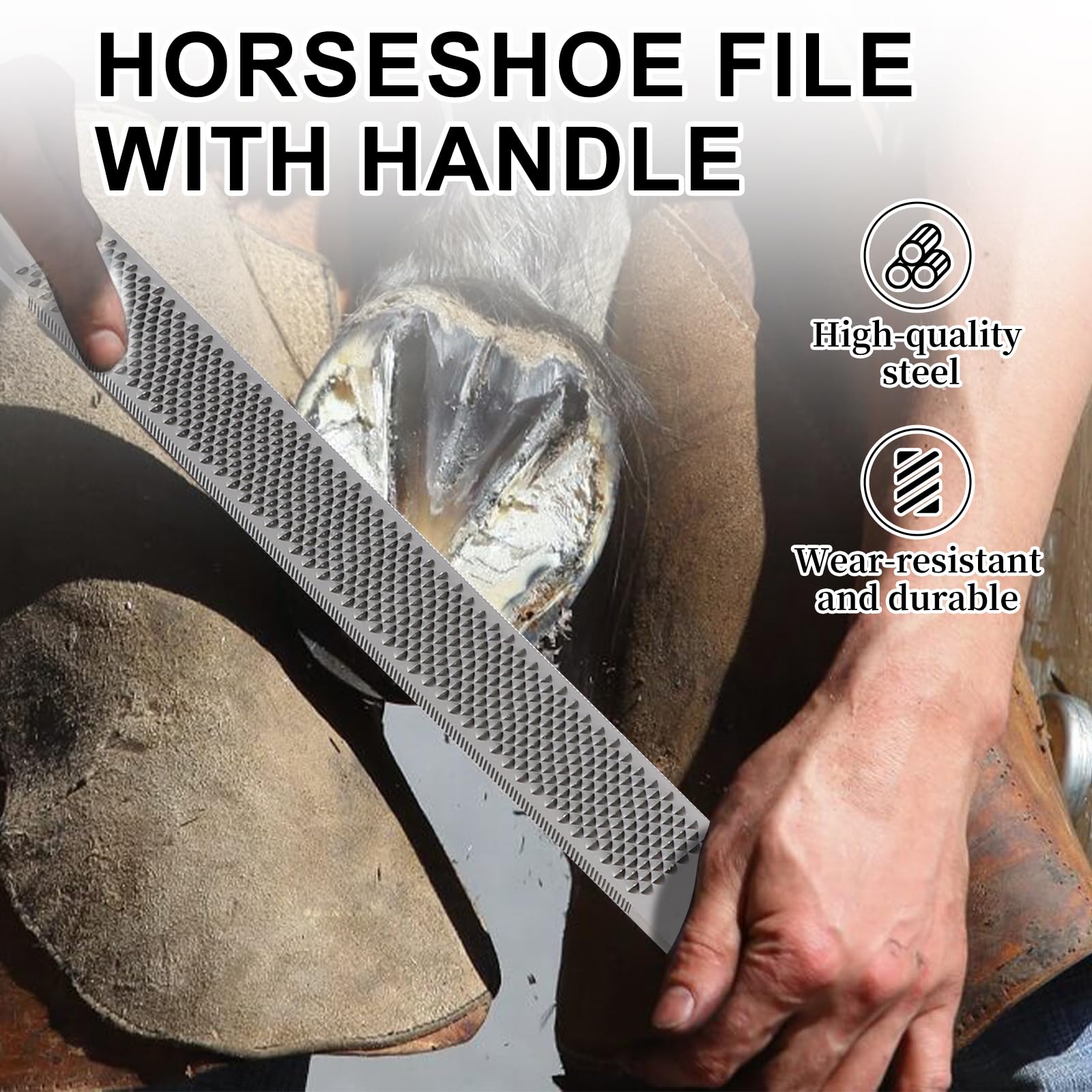 LALAGO Kit de Herramientas Profesionales para Recorte de Casco de Caballo de 4 Piezas, Cuchillo para Casco, Cortador de Casco, Raspador de Casco con Mango de Goma, Guantes