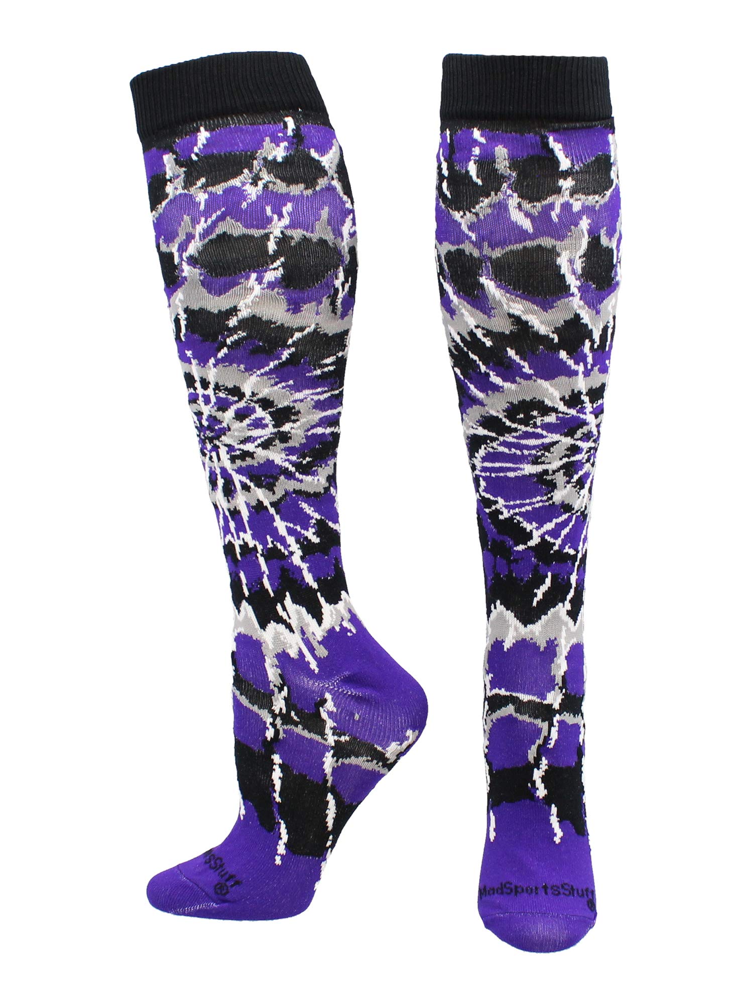 MadSportsStuff Crazy Tie Dye Socks for Softball Soccer Volleyball Tall Over the Calf Athletic Socks Fun Neon Colors