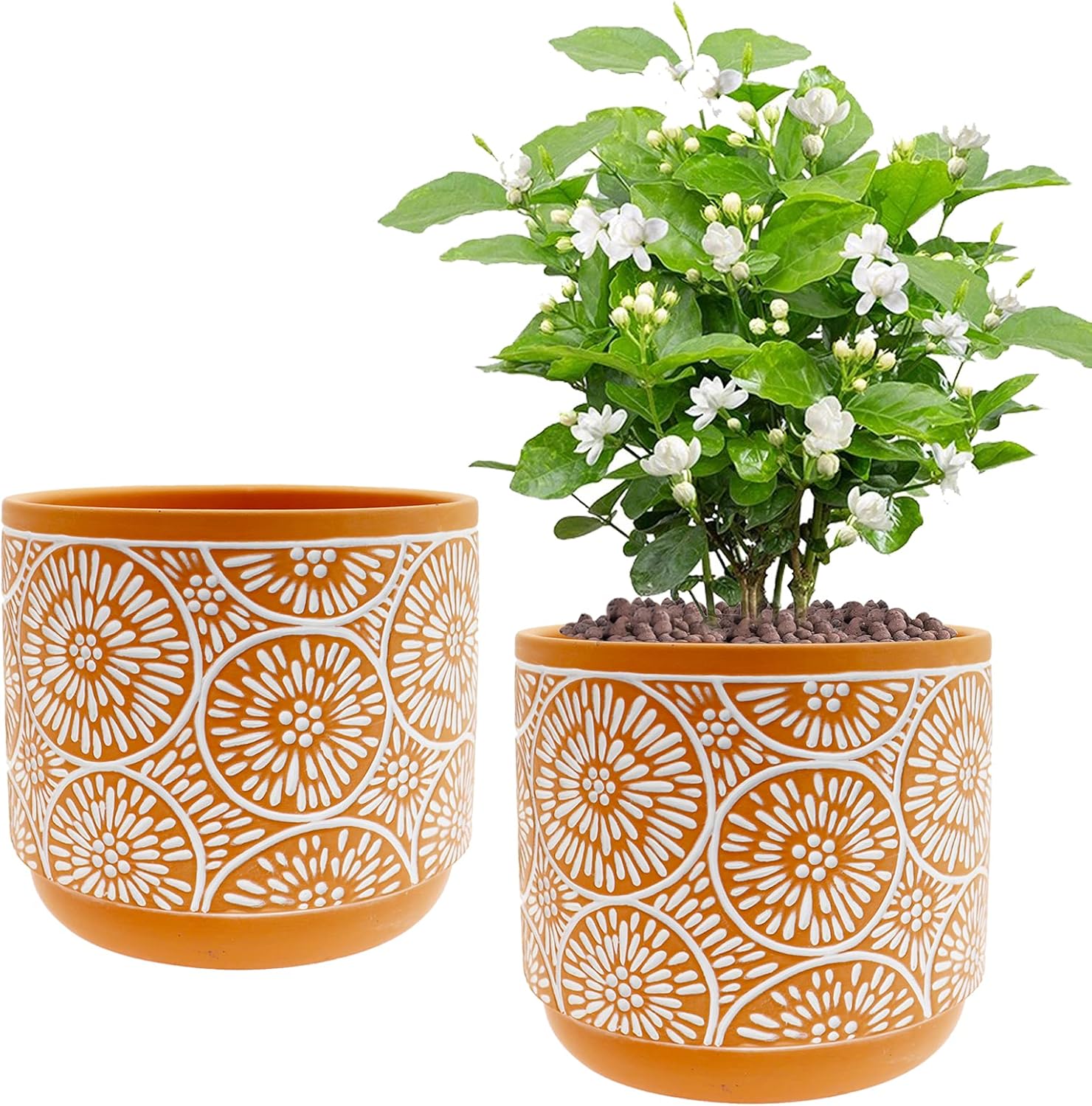 Vivimee 2 Pack Ceramic Plant Pots, 5 Inch Flower Pot Set