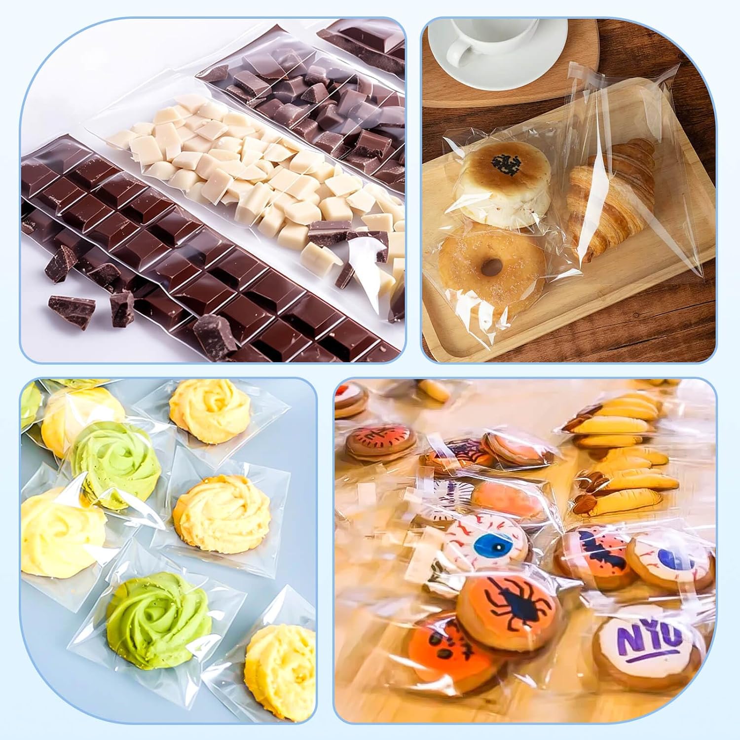  5x6 Inch Cookie Bags with Seals, clear Self Adhesive Sealing Cellophane Brownie Wrappers Bags, Individual Treat Plastic Bags for Gift, Cookie, Baking, Snack Packaging (200 Pcs) thumbnail