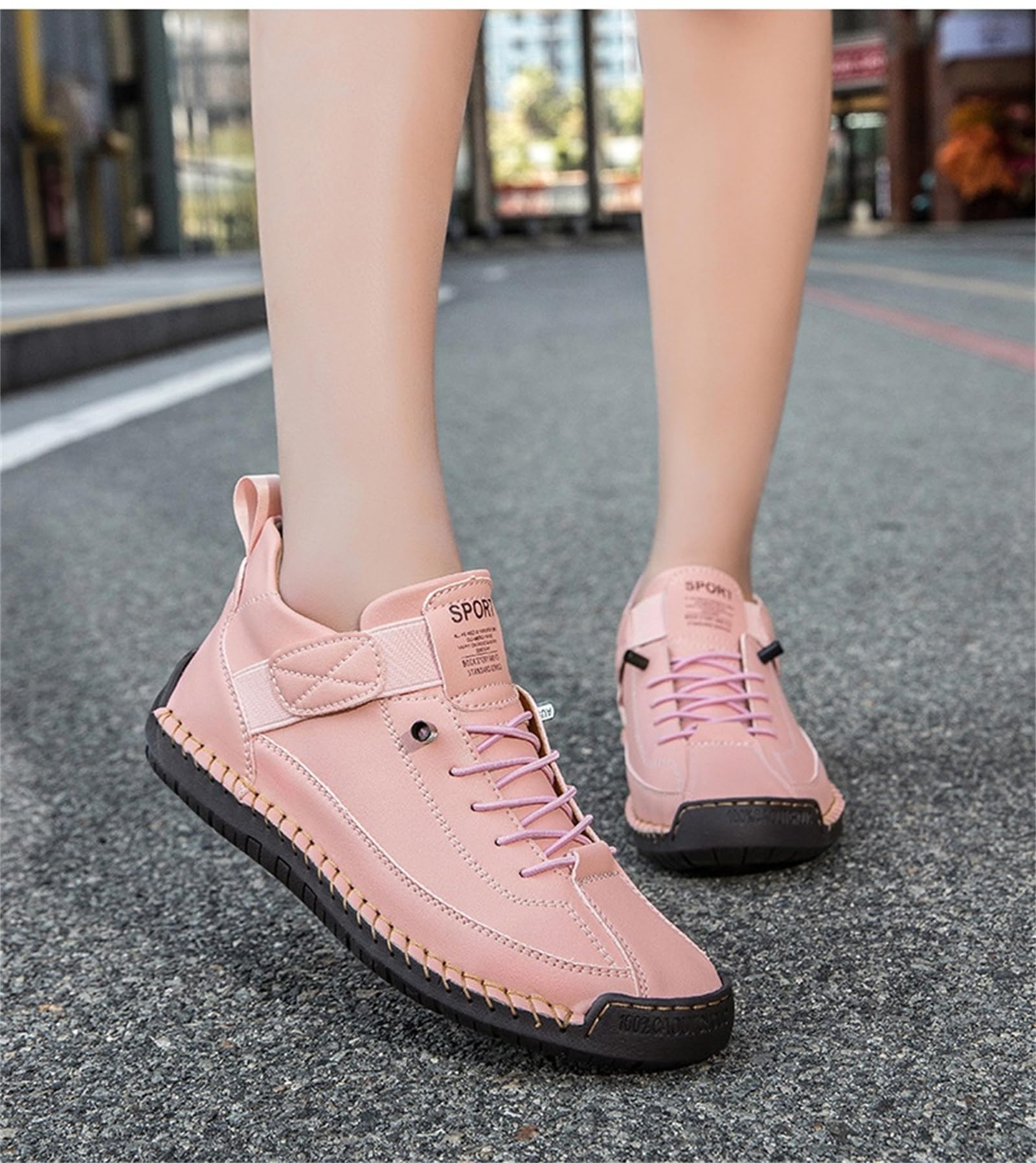 Zapatos deportivos de cuero para mujer, hechos a mano, cómodos, sin cordones, zapatos ortopédicos, blanco 1, 36 EU