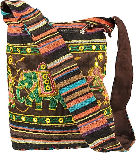 Bolso bandolera estilo hobo de algodón marrón estilo hipster estilo bohemio para la escuela informal