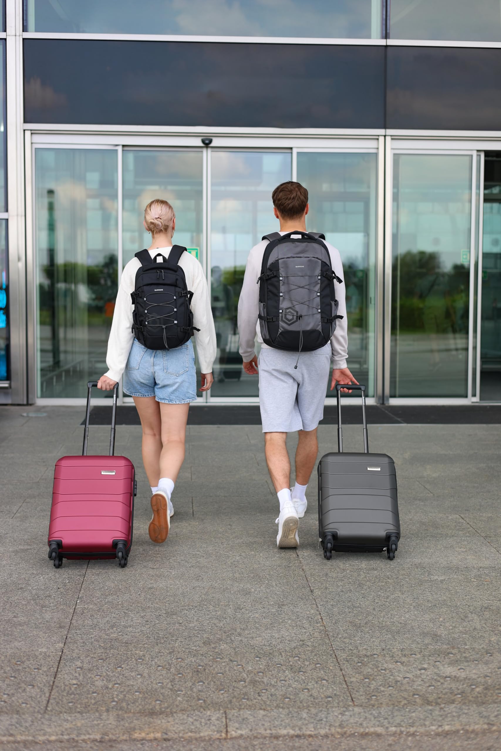 BARRENS - Zaino da viaggio 55x40x20 cm 38L grande, zaino per uomo e donna, bagaglio a mano per aereo, borsa da viaggio con scomparto per laptop da 17 pollici, zaino per affari e viaggi, grigio