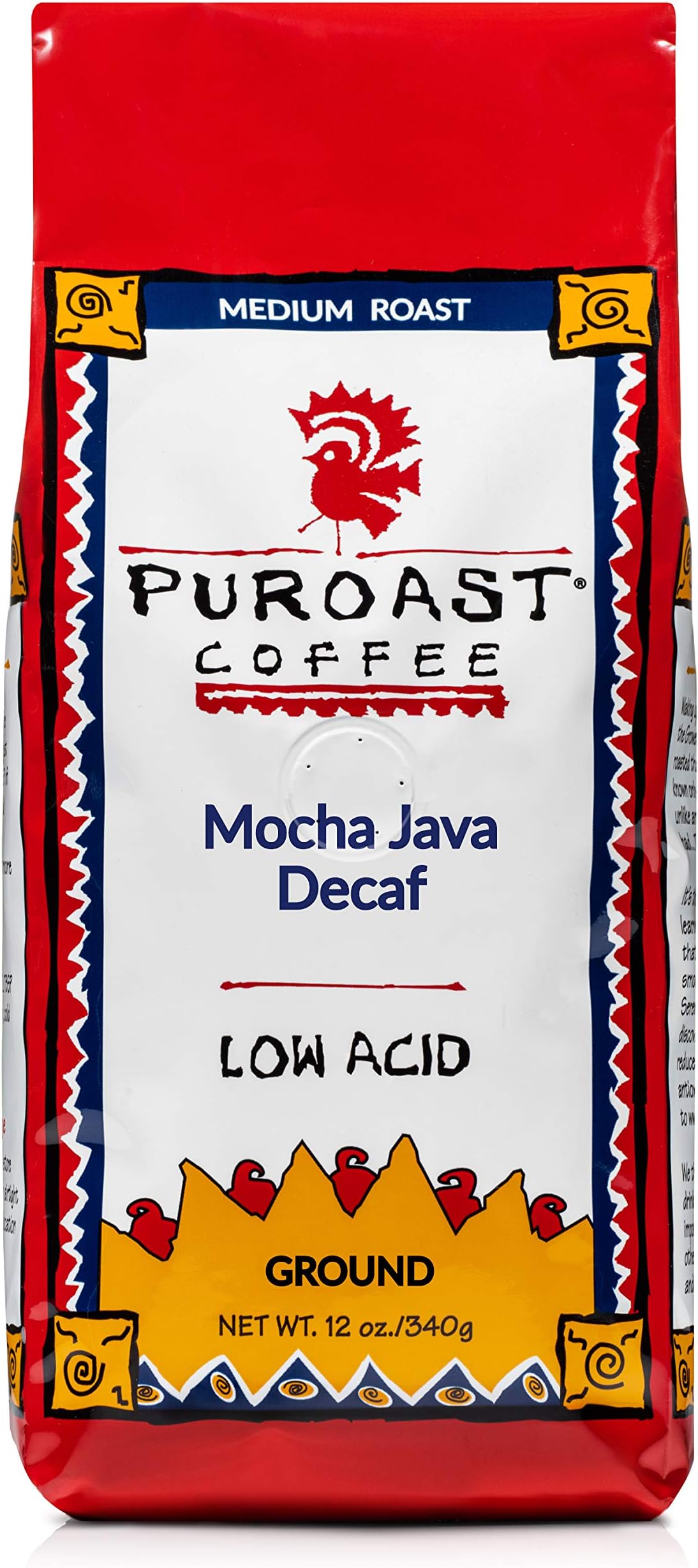 Puroast Low Acid Ground Coffee, Mocha Java Natural Decaf, High Antioxidant, 2.5 Pound Bag (Pack of 2)