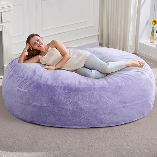 Miniatura 22 de Hobestluk Sillas Puf de 4 pies para Adultos, Silla Puf Grande con Funda de Piel Sintética de Felpa, Silla Puf Grande para Sala de Estar, Dormitorio,