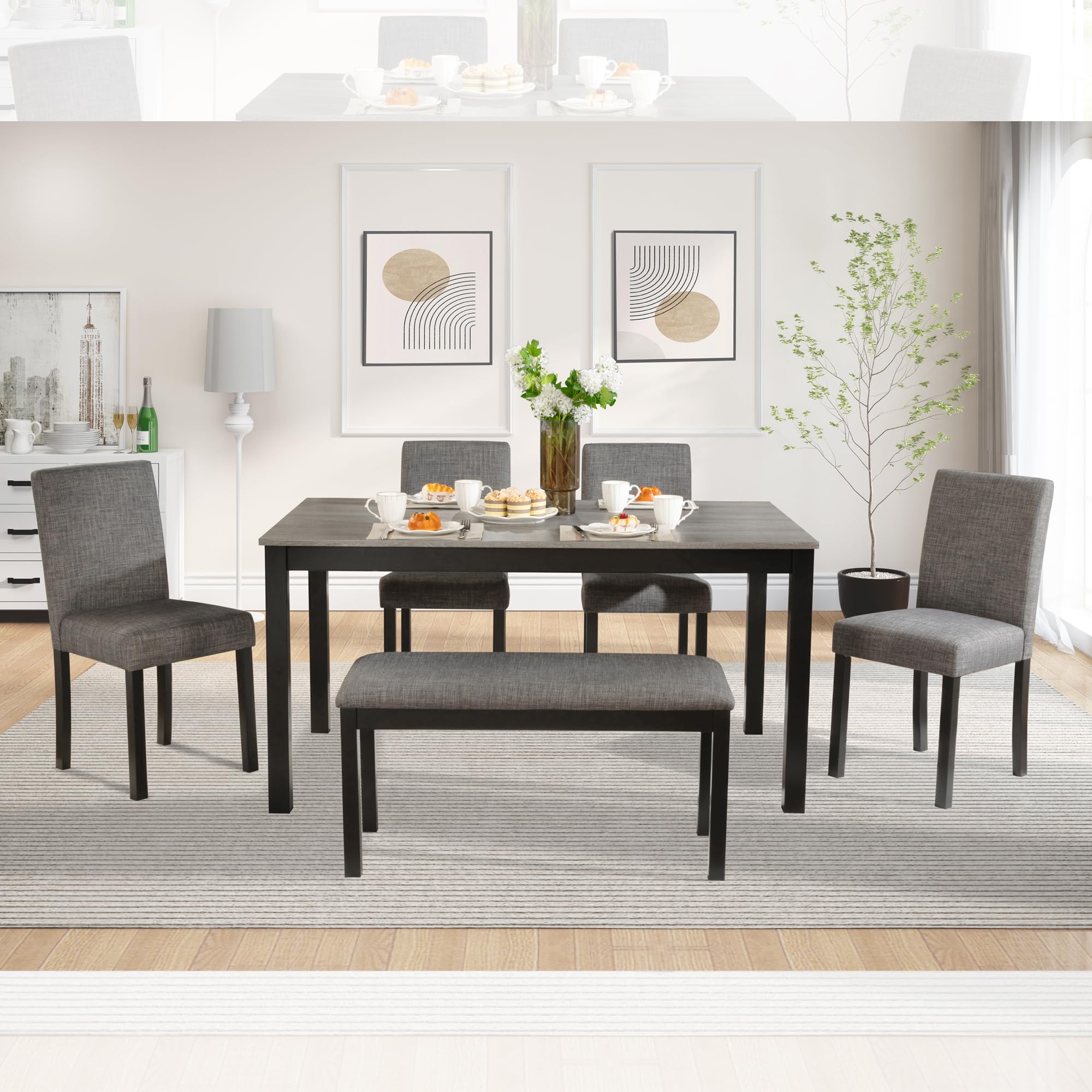 Condition photo showing New/Like New for softsea dining table, farmhouse wood kitchen table -black