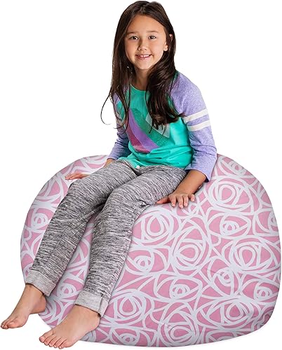 Miniatura 256 de Posh Stuffable - Sillón puff con almacenamiento para niños, contenedor de animales de peluche, organizador de juguetes de niños Lienzo Burbujas Azul
